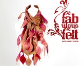Leaf Nuno Felted Scarf Spring   red ginger rust