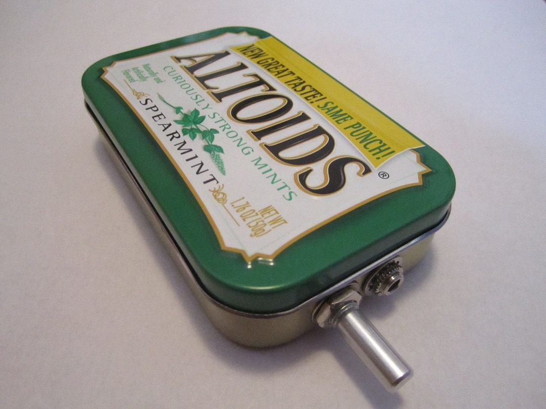 Portable Mint Tin MP3 Amp, With Speaker, Stereo Mixed, 10X Gain (Spearmint Altoids)