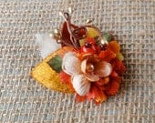 fall flower hair accessory, autumn wedding, burnt orange floral hair clip - SPICED UP - bridesmaid accessories, flower girl, gold wedding