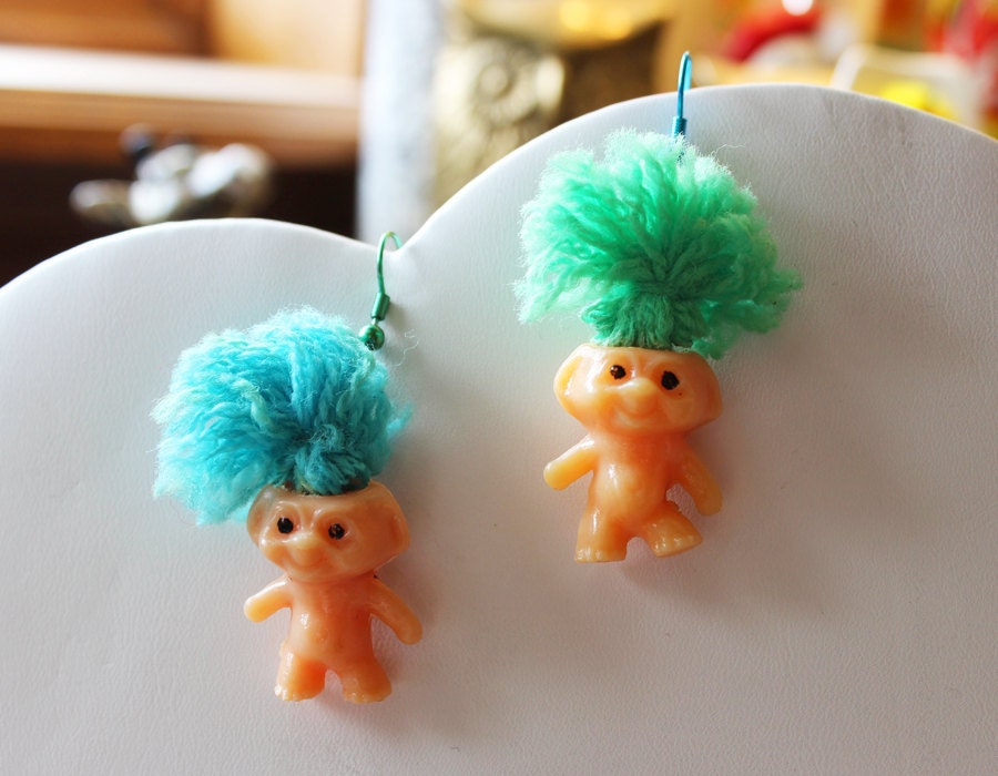 Blue and Green Trollz Earrings