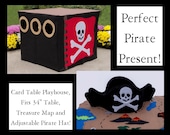 Immediate Shipping Perfect Pirate Birthday Present, Includes Pirate Hideout Card Table Playhouse, Treasure Map and Adjustable Pirate Hat