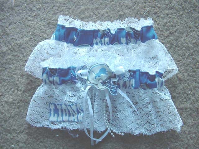 Detroit Lions Football NFL  Bridal Wedding Garter set Keepsake Prom One to keep and one to throw