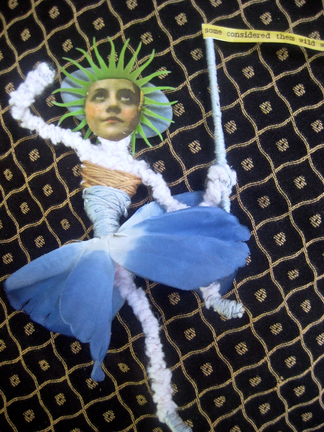 Handmade Flower Fairy doll wild woman art doll  angel
