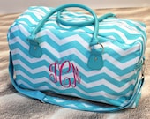 Monogrammed Chevron Weekender Bag