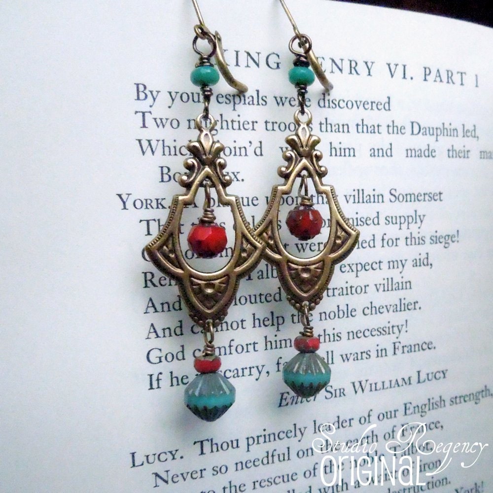 Earrings - Egyptian Earrings - Queen of the Nile Earrings - Art Nouveau Earrings - Ancient Egyptian Jewelry