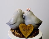 Pale Gray Love Bird Cake Topper