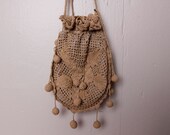 Vintage 1970's Victorian Style Crochet Pouch Purse