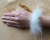 Fur bracelet - Real vintage Arctic fox fur bracelet or anklet with recycled leather straps for neotribal costume and festival wear
