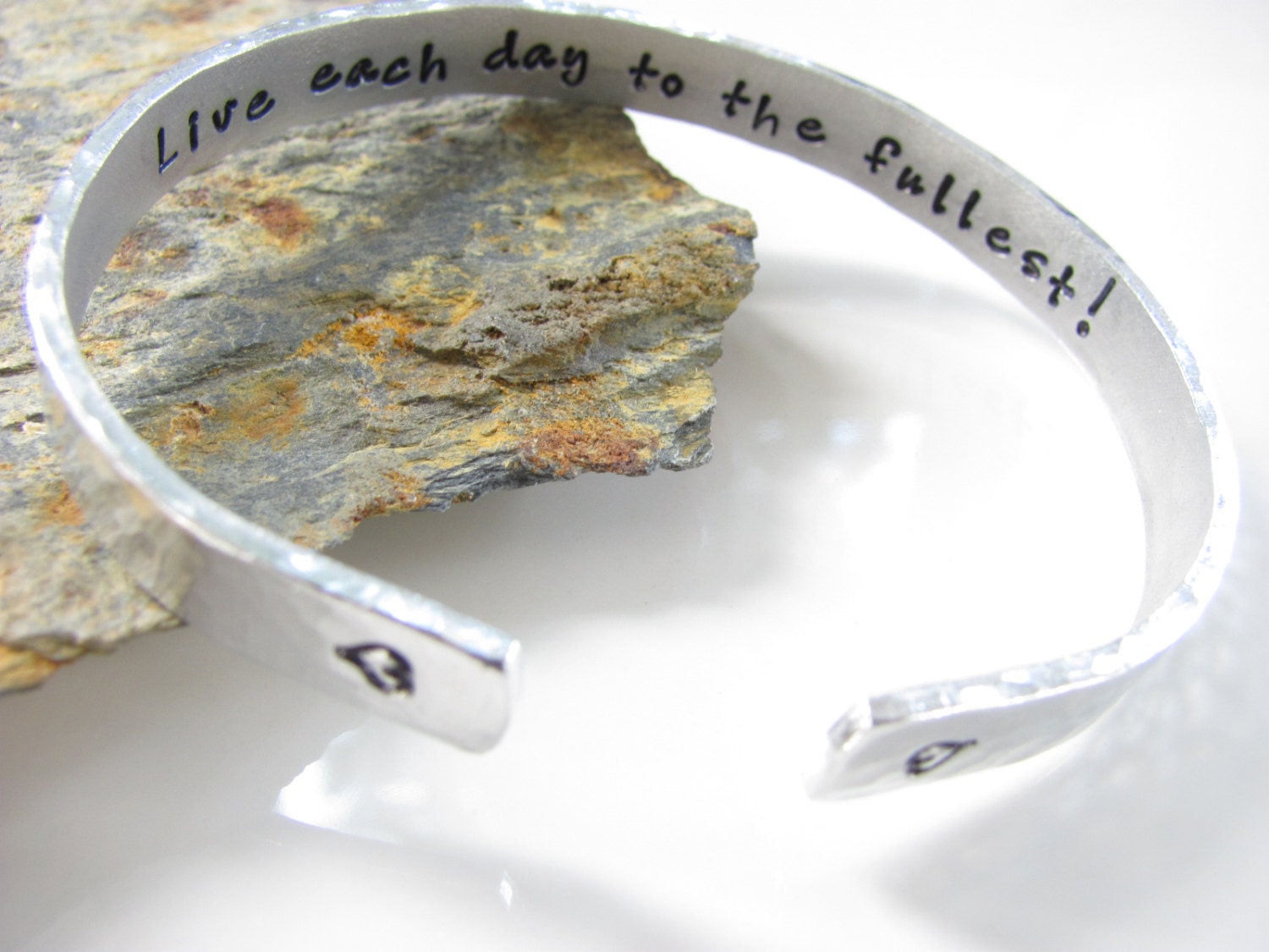 Customizable Cuff Bracelet, Hand Stamped Mantra Bracelet... Aluminum (For Your Eyes Only - Design)