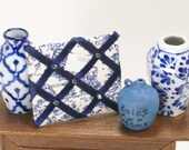 Dollhouse Miniature French Memo Message Board Country Shabby Chic One Inch Scale Blue White Toile