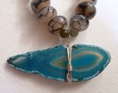 ripple  -  russian amazonite, black fire agate, labradorite, green opal, and wire-wrapped agate