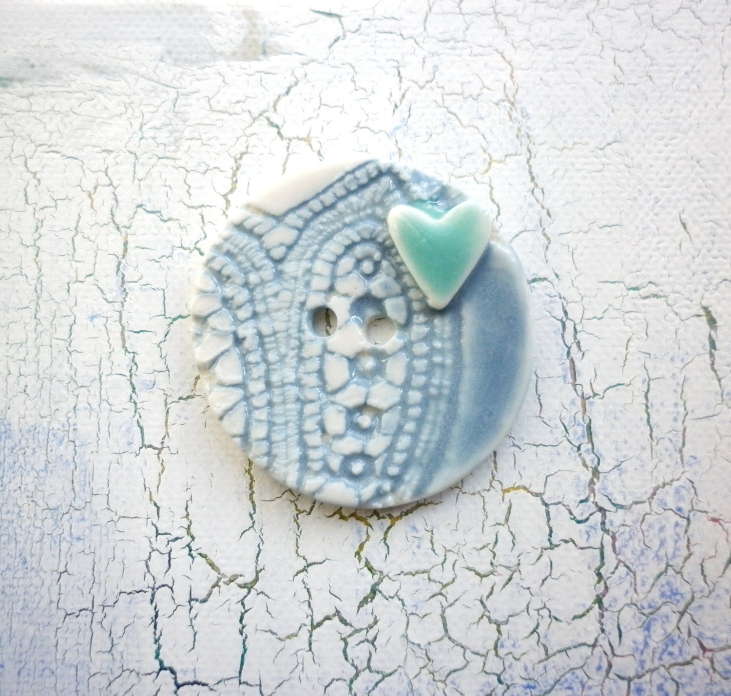 Button Love,  A handmade porcelain sew on button