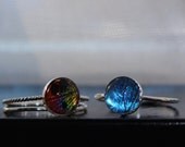 Real Butterfly Wing Sterling Silver Stack Rings SET OF 3 Sizes 6 7 8 9 real blue morpho Ring Sunset Moth Jewelry