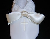 christening baptism fancy all white leather baby shoes with bow personalized