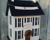 Wedding Card Box Birdhouse Original  Personalized -  Choose your Colors - Just Married banner