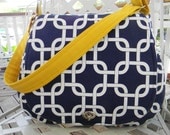 Large Shoulder Bag Diaper Bag in Navy Blue