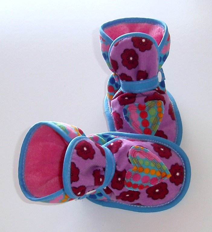 Grab Bag Bargain 1 - Bright Cotton Corduroy Booties, Etsy boots, slippers, soft sole shoes