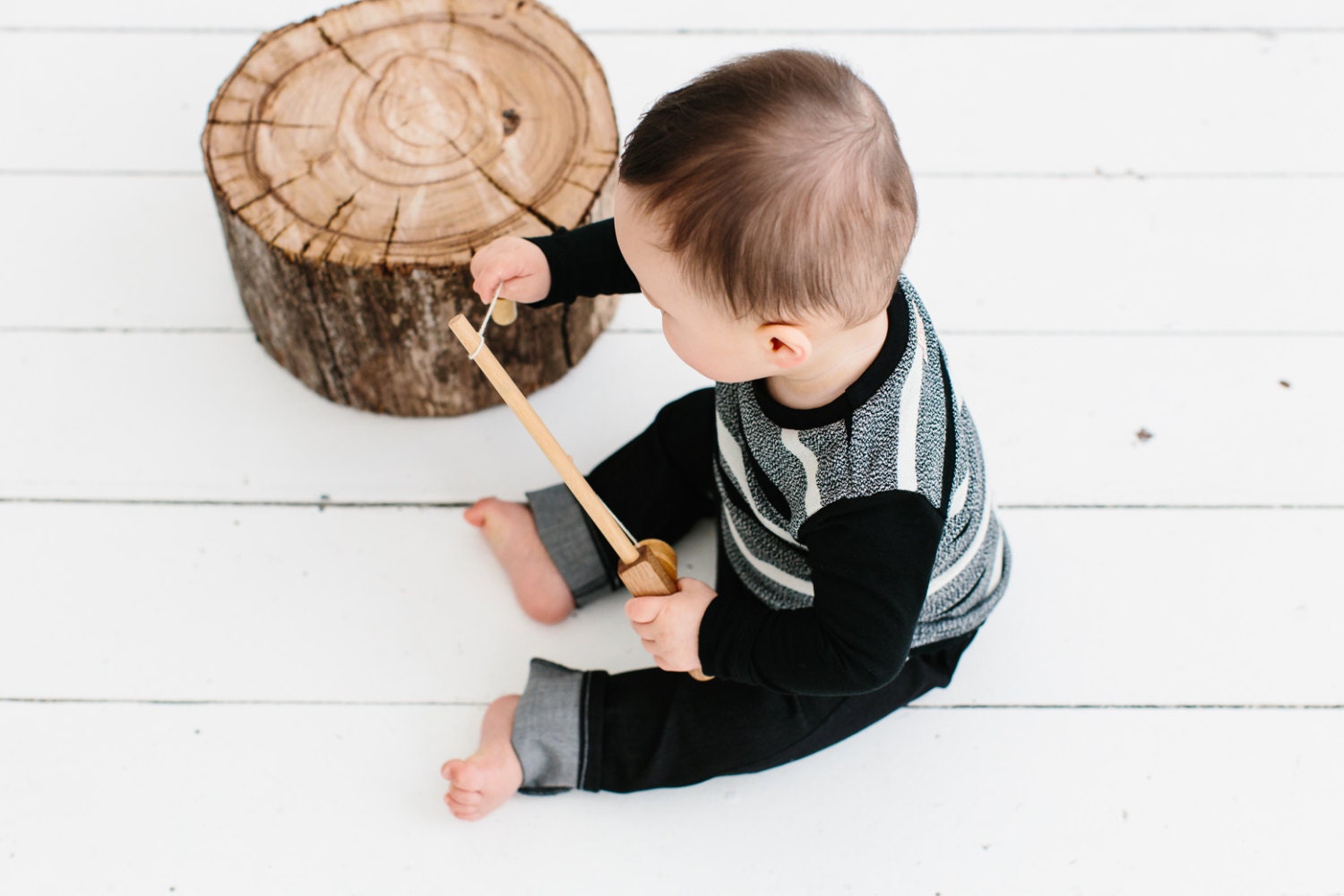 Black and white Merino wool Kids Top