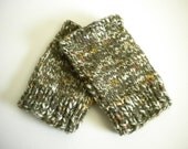 Olive Green Knit Gloves - Hand Knit Wool Fingerless Gloves - Knitted Hand Warmers
