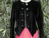 Vintage Yves Saint Laurent Black Velvet Jacket / Rive Gauche / Size 42