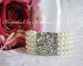 Brides Bracelet, Pearl and Crystal Cuff Bracelet, Statement Bracelet