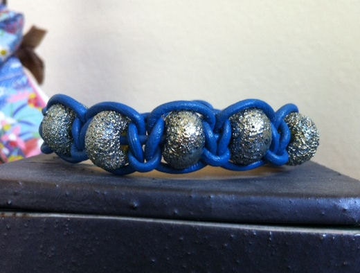 Knotted Leather Cuff with Grace Ma Beads