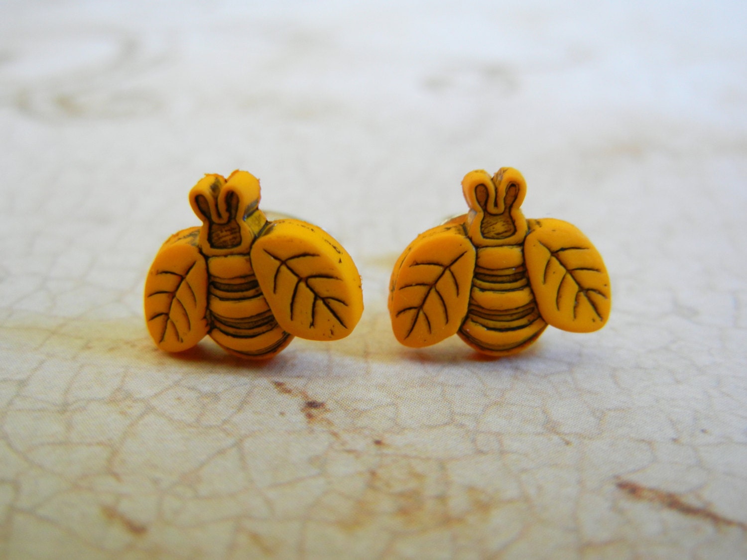 Bumblebee Garden Earrings Upcycled Button Jewelry