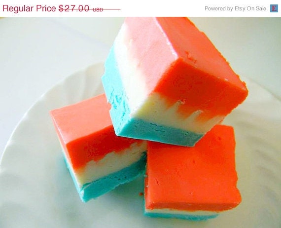 SALE Julie's Fudge - BOMB POP Ice Cream - Blue Raspberry & Cherry Goodness - 12 Pieces (Over 1 1/2lb)