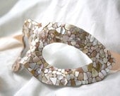 Mairi - Bridal Wedding Masquerade Mask in Peach Seashell Mosaic - Natural Beach Seaside Wedding
