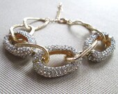 TU bracelet Chunky Link PAVE BLiNG - Arm Candy - Black Gold - - - - - CHooSe CRYSTaL CoLoR