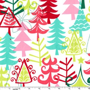FAT QUARTER- Yule Tree Multi Aqua Christmas Fabric Michael Miller CX3637-Multi