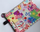 Pink & Purple Kawaii Characters Medium Clutch/ Mini iPad Case/ Tablet or e Reader Case