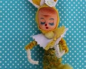 Vintage Style Yellow and Green Easter Bunny Ornament