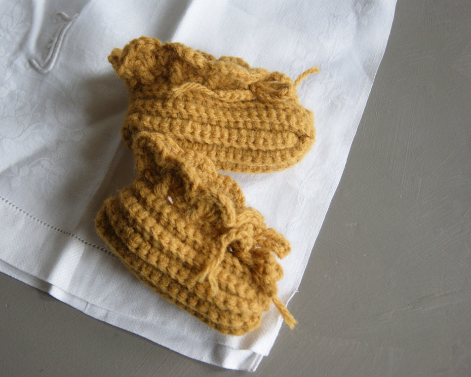 Knit Baby Booties in Mustard Yellow