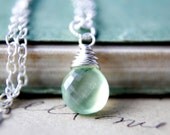 Spring Green Necklace Prehnite Mint Silver Pendant PoleStar