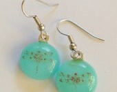 Dragonfly earrings - fused glass - turquoise blue - aqua blue - LotsaShimmer