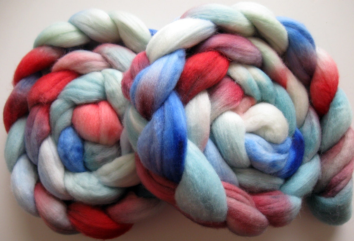 8 ounces available - Merino Roving (Top) - Handpainted Wool Spinning or Felting Fiber - 4 ounces