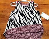Reversible A Line Toddler Dress Corduroy Zebra/Cheetah by Groovy Gurlz Sizes 3m, 6m, 12m, 18m