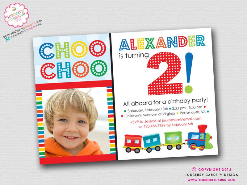 Colorful Choo Choo Train - Birthday Party Invitation (Digital File OR Printed Cards Also Available) Il_170x135