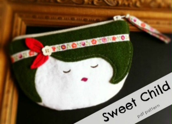 Sweet Child Zipper Pouch Pattern -PDF File INSTANT DOWNLOAD