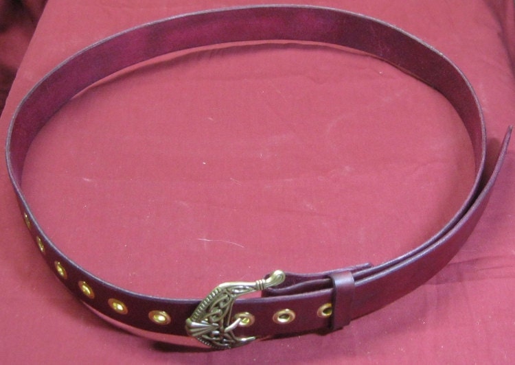 Celtic fantasy leather belt - 33" to 42"