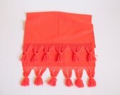 Rare Vintage Disneyland's Mexican Village Coral Wool Shawl Wrap Scarf Tassels Made in Mexico