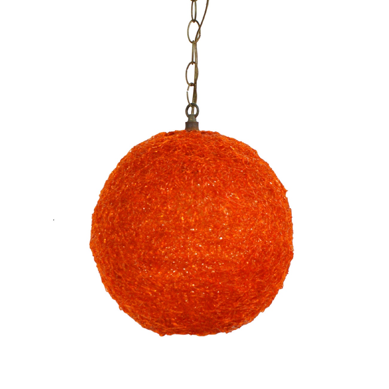 Orange Spun Fiberglass Swag Lamp Mid Century Modern