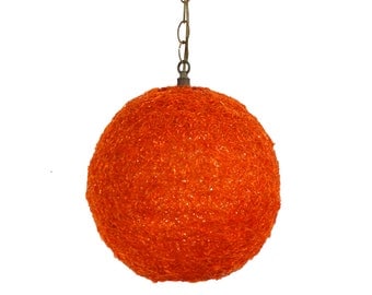 Orange Spun Fiberglass Swag Lamp Mid Century Modern