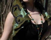Leaves of Green Pixie Hippie Nuno Wet Felt  Shrug Vest XS S M