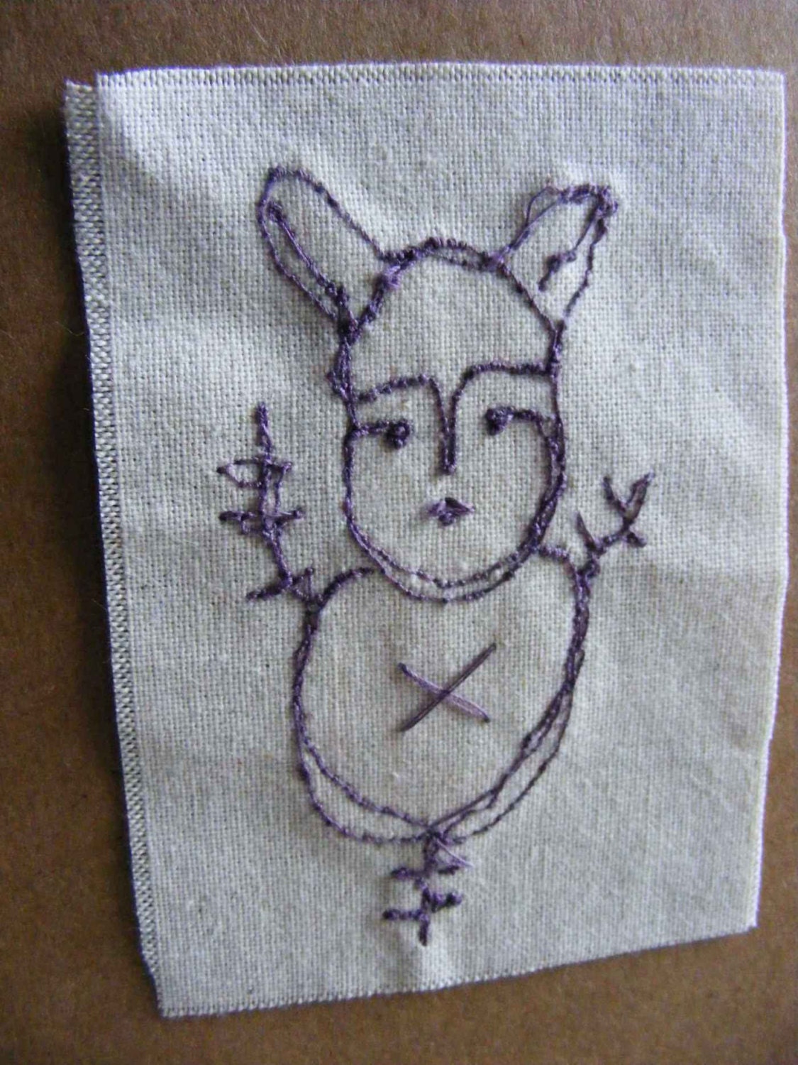 Birdy - original embroidered card with envelope made from vintage book