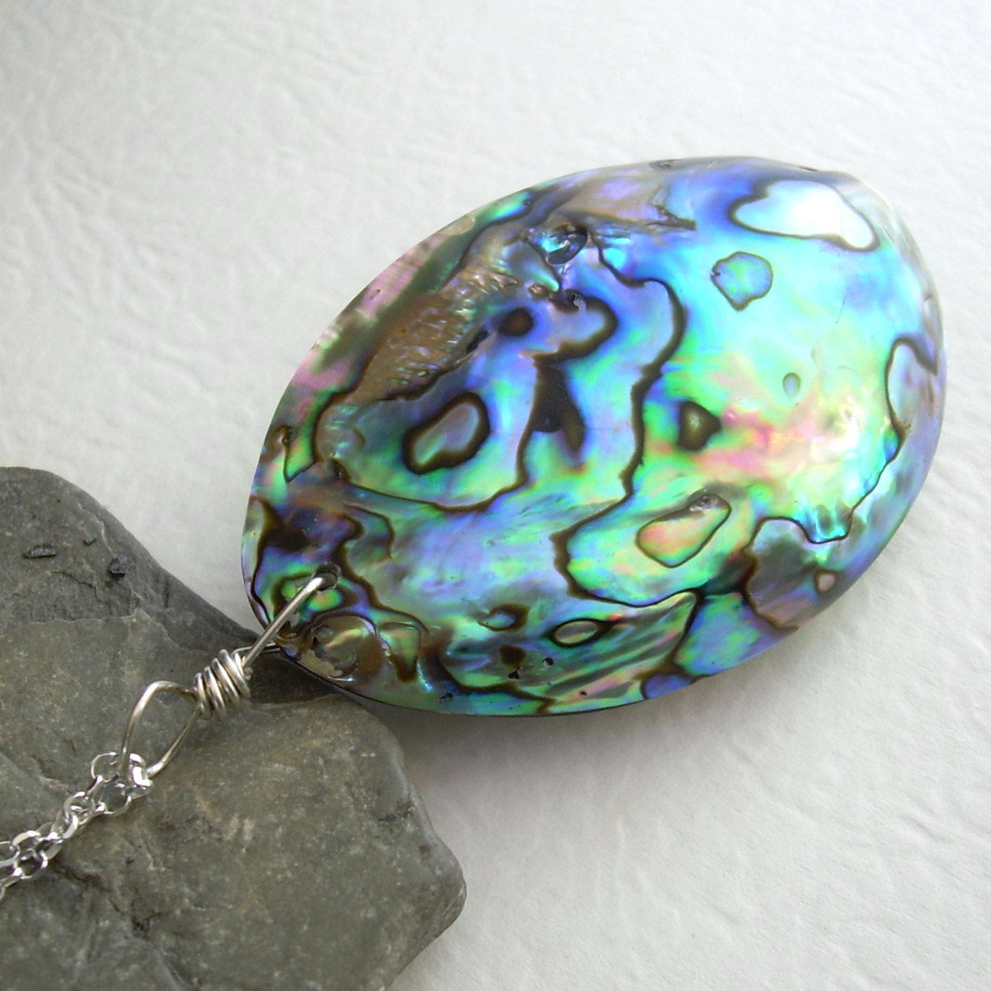 Large Abalone Necklace, Natural Sea Shell Jewelry, Beach Wedding