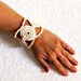 Crochet Bracelet Fiber Bracelet Irish Lace Cuff Medallion Fine Thread Bangle Beige