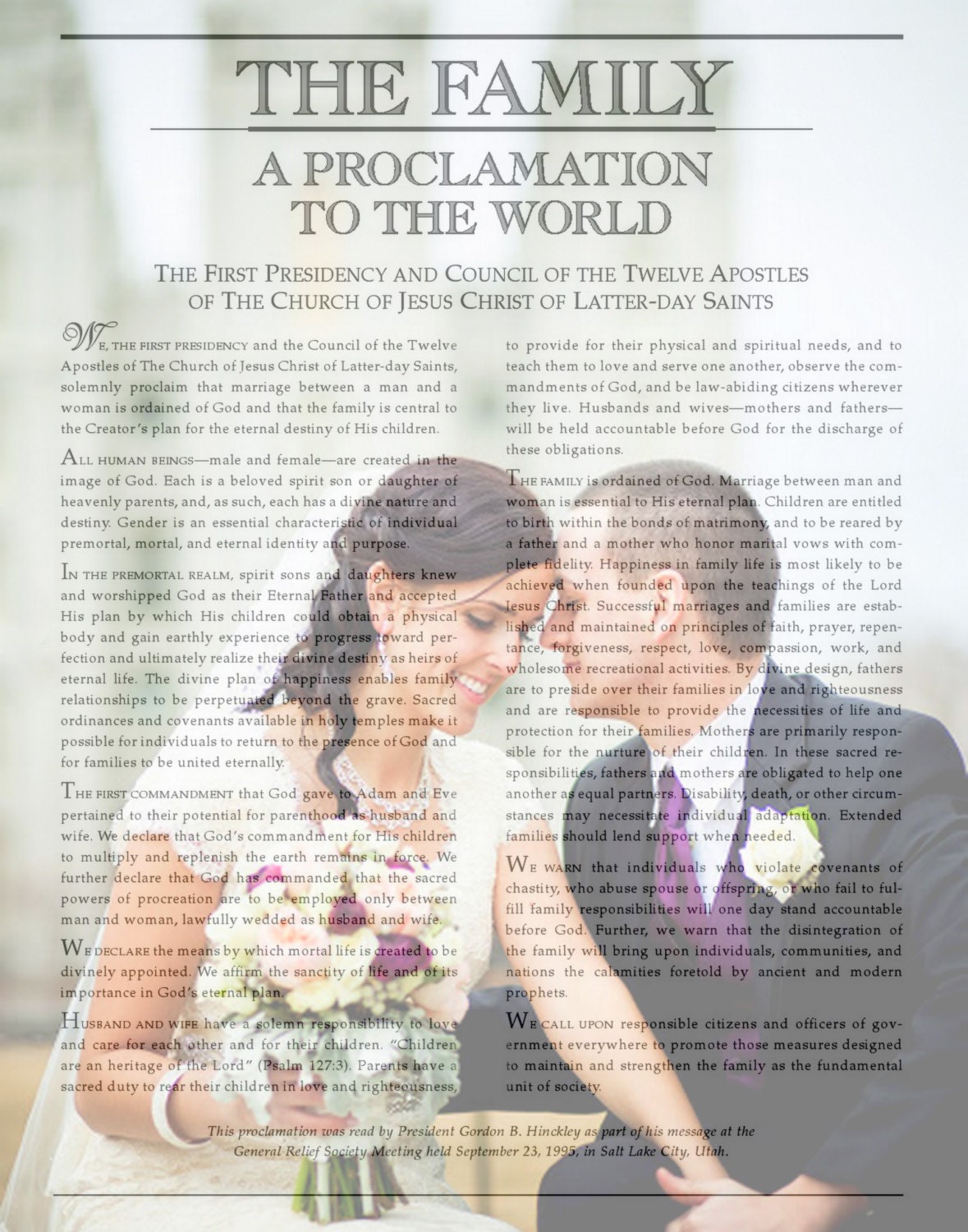 Custom Made 11x14 LDS Family Proclomation with your photo