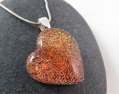 Heart Jewelry - Fused Glass Pendant Necklace - Large Fiery Rouge Heart - Ready to Ship